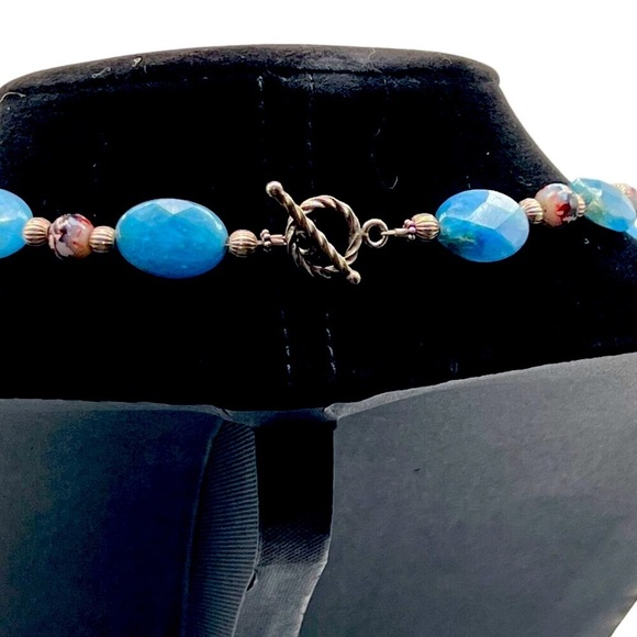Blue Beaded Necklace & Bracelet Set For Women Opalite & Glass Beads - Picture 4 of 7
